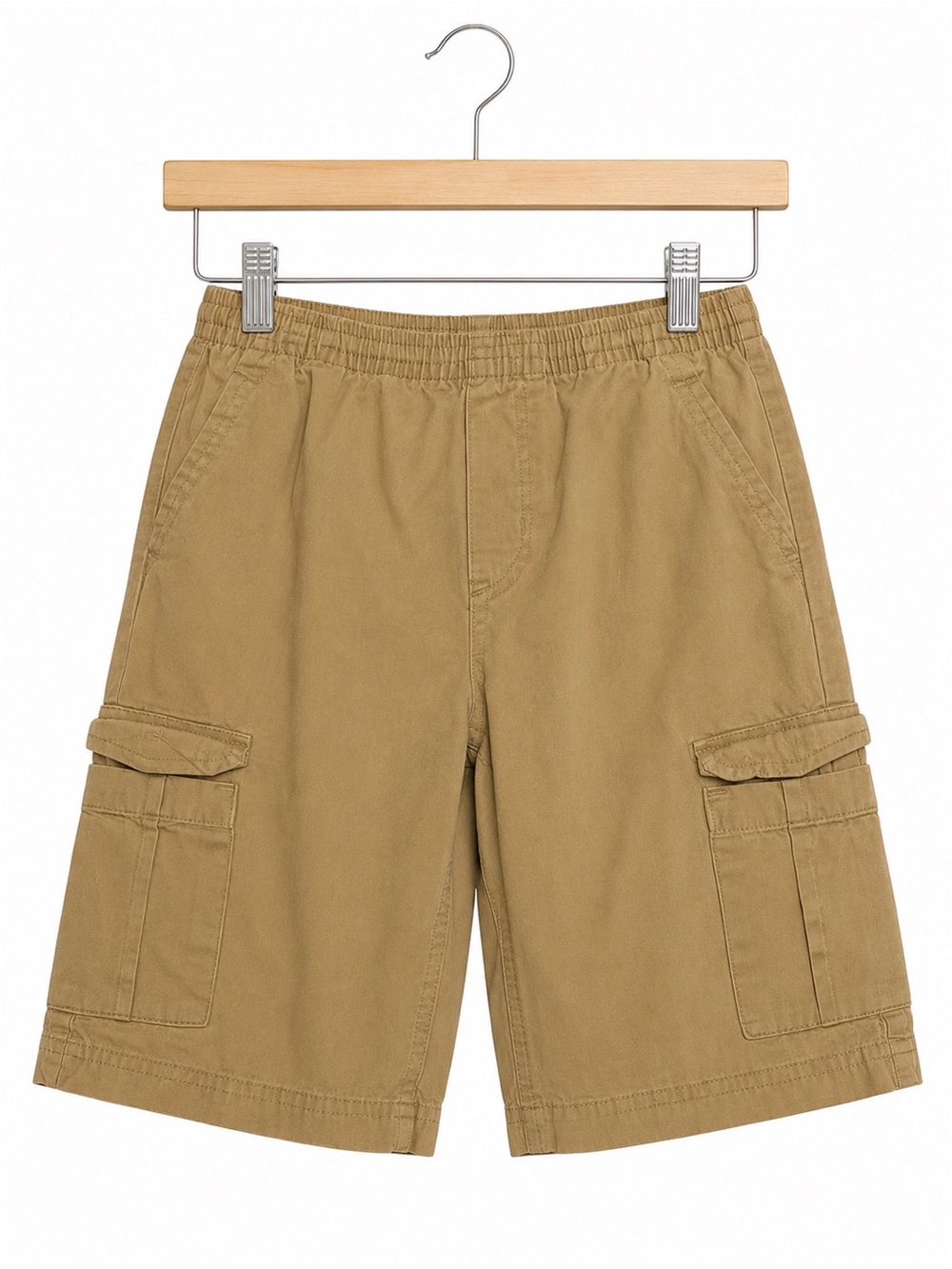 French Toast Khaki Cargo Shorts Boys Size 6 Elastic Waist Cotton School Uniform